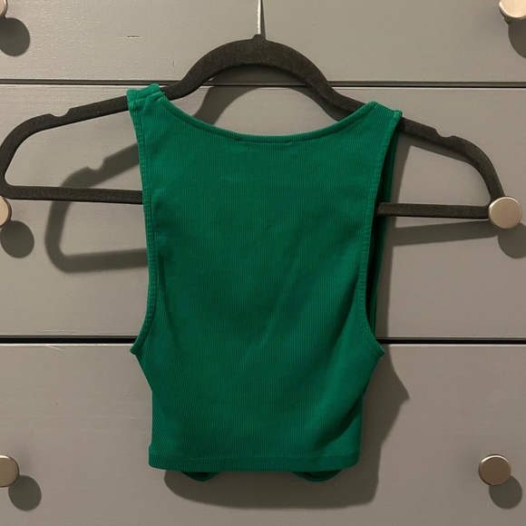 ZARA- green crop tank with cinched middle - Picture 3 of 3